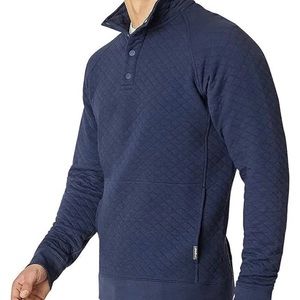 Eddie Bauer Mens Size M Medium Quilted 1/4 Snap Pullover Sweater Blue Mock Neck